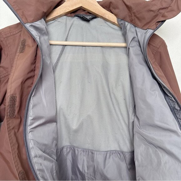 MEC Womens Small Petite Brown Windbreaker Hooded Jacket - Picture 10 of 16
